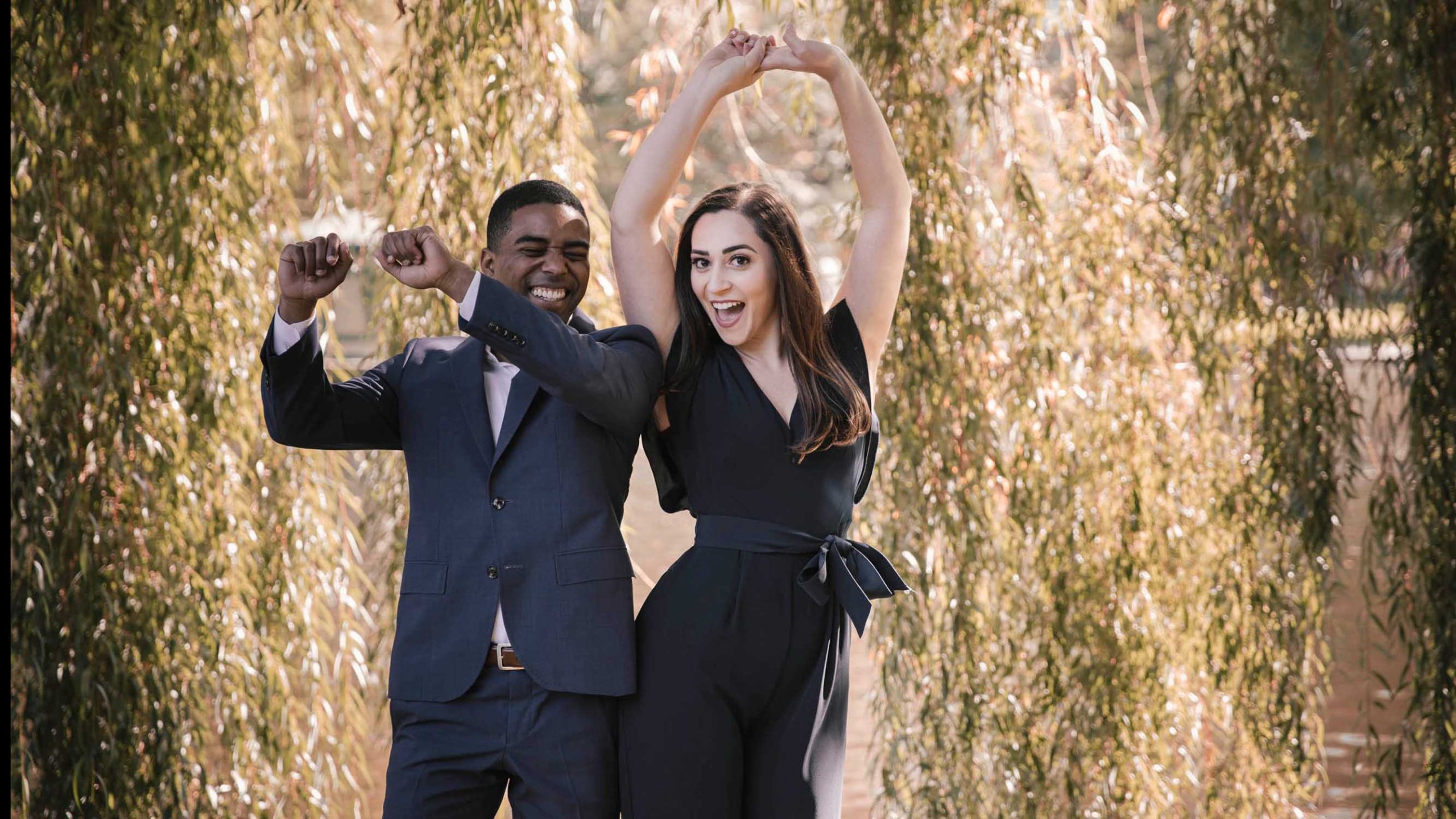 Engaged couple in Public Garden