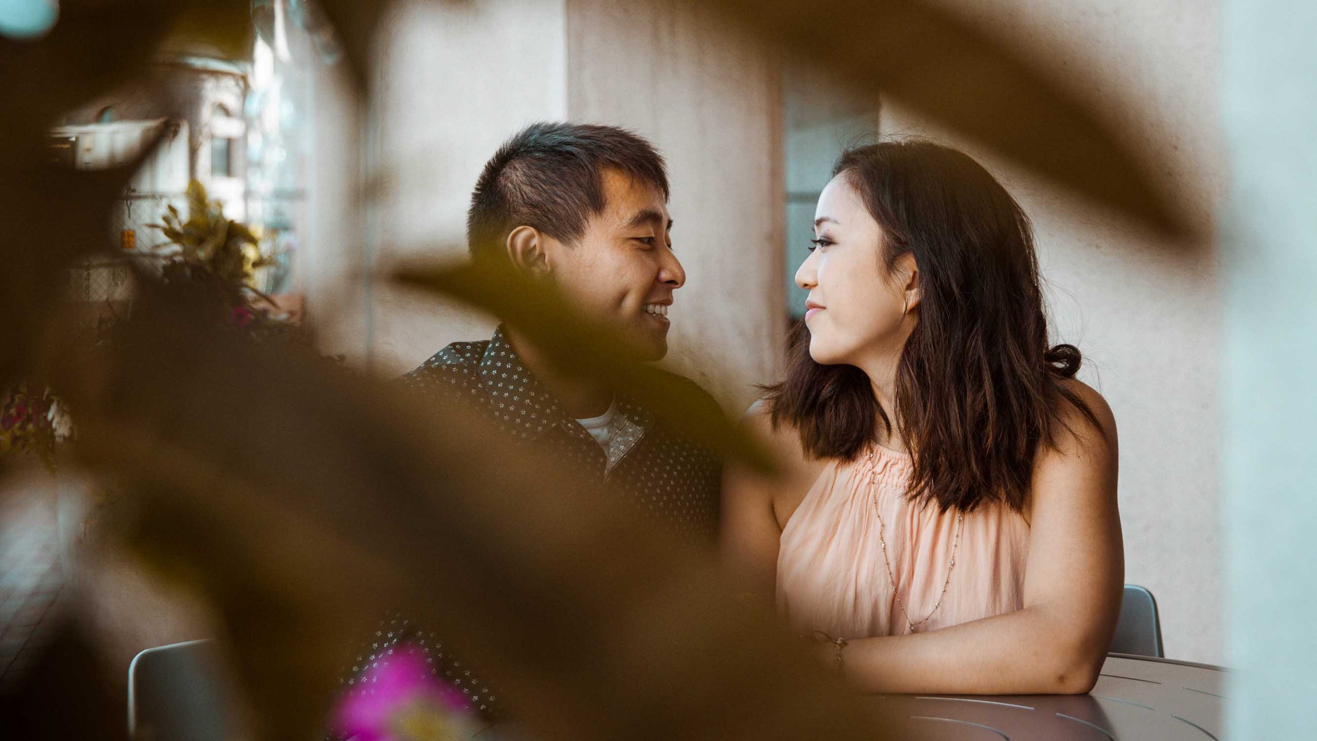 Couple at the table on Christian Science plaza