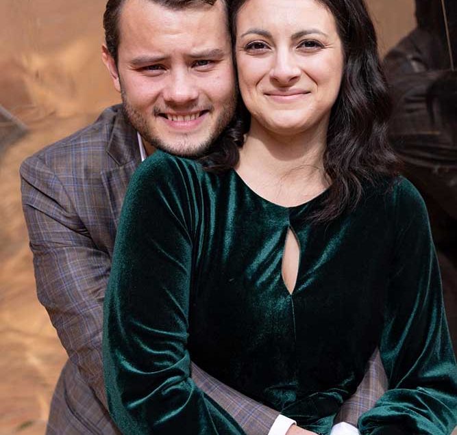 Engaged couple in Cambridge