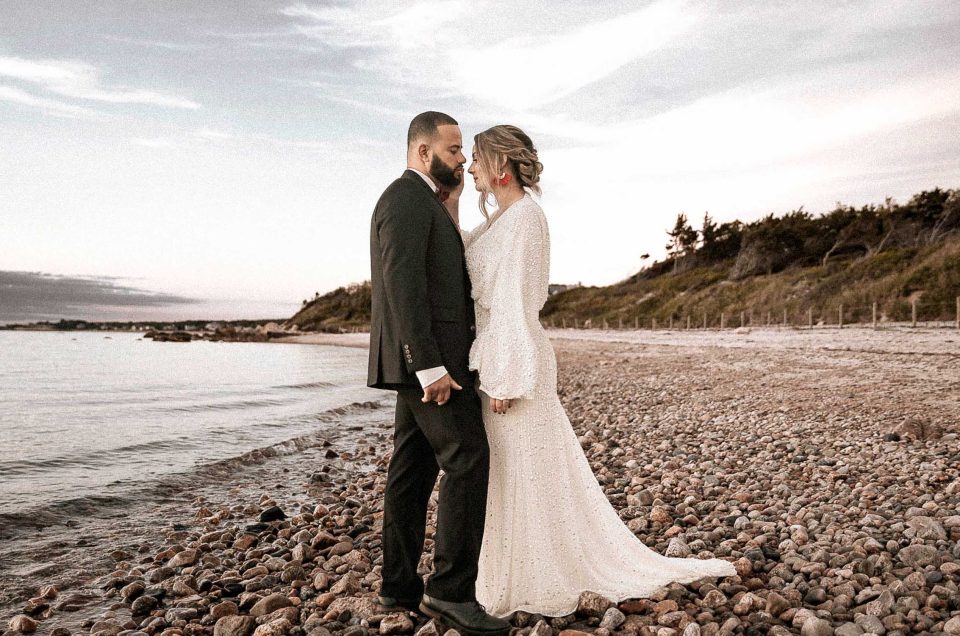 Bride and groom on the beach